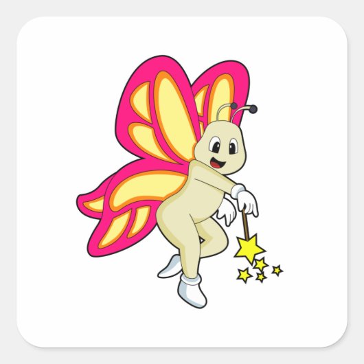 Sticker Carré Butterfly as Wizard with Magic Mur (Devant)