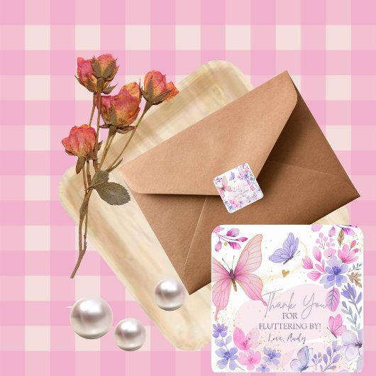 Sticker Carré Butterfly  Fluttering  Birthday girl 