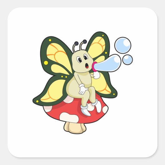 Sticker Carré Butterfly with Soap bubbles (Devant)
