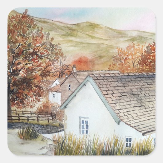 Sticker Carré Buttermere Village, Lake District, Angleterre (Devant)