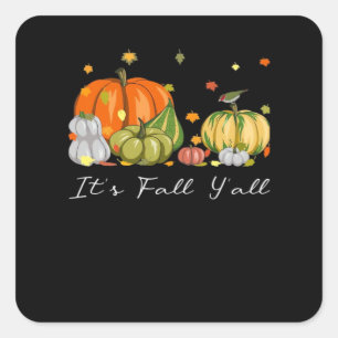 Sticker Carré C’est automne Y’all Halloween Citrouille L’automne