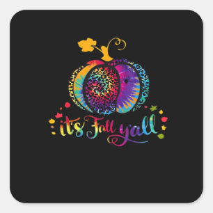 Sticker Carré C’est le Fall Y’all Tie Dye Empreinte de léopard H