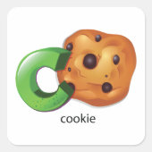 Sticker Carré C est pour Cookie Alphabet Letter Chocolate Chip (Devant)