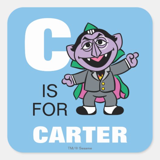 Sticker Carré C est pour Count von Count | Ajouter Votre Nom (Devant)