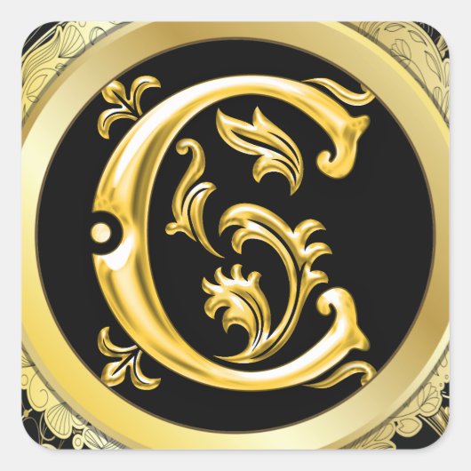 Sticker Carré C initial en or (Devant)