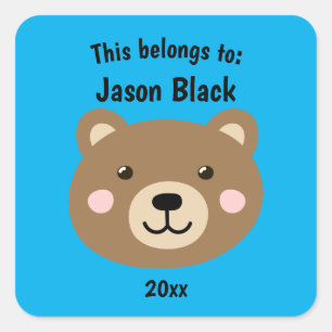 Sticker Carré Ça appartient à la rentrée scolaire Brown Bear Blu
