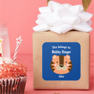 Sticker Carré Ça fait partie de retour à l'école mignon Tiger Dk