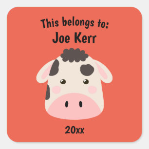 Sticker Carré Ça fait partie de retour à l'école mignon vache ro