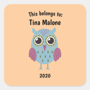 Sticker Carré Ça fait partie du retour à l'école Blue Owl Orange