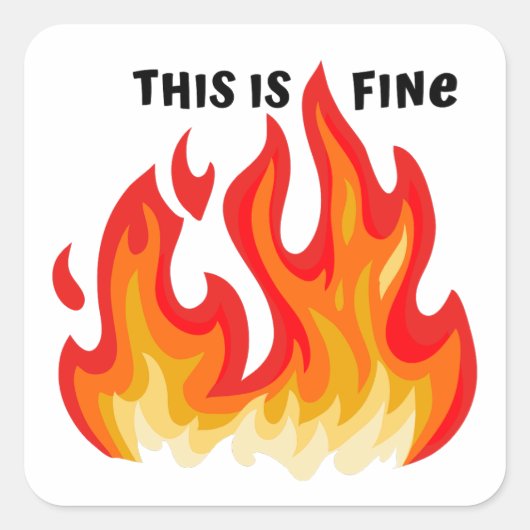 Sticker Carré "Ça va" (noir + feu et flammes) (Devant)