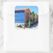 Sticker Carré Cabanes de plage colorées (Sac)