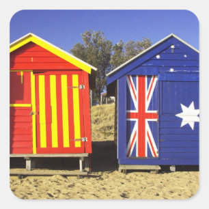 Sticker Carré Cabanons de bain, plage de Middle Brighton, Port 2