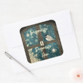 Sticker Carré Cabine d'hiver rustique étoile flocon de neige (Enveloppe)