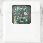 Sticker Carré Cabine d'hiver rustique étoile flocon de neige (Sac)