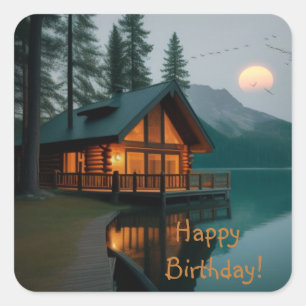 Sticker Carré Cabine Par Lac Anniversaire