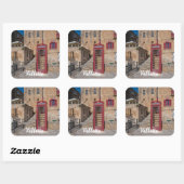 Sticker Carré Cabine téléphonique rouge à La Valette Malte (Feuille)