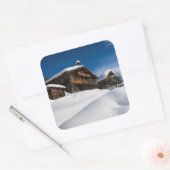 Sticker Carré Cabines traditionnels en bois de neige (Enveloppe)