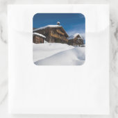Sticker Carré Cabines traditionnels en bois de neige (Sac)