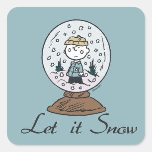 Sticker Carré cacahuètes Charlie Brown Snow Globe
