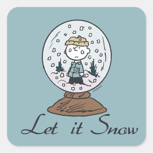 Sticker Carré cacahuètes | Charlie Brown Snow Globe (Devant)
