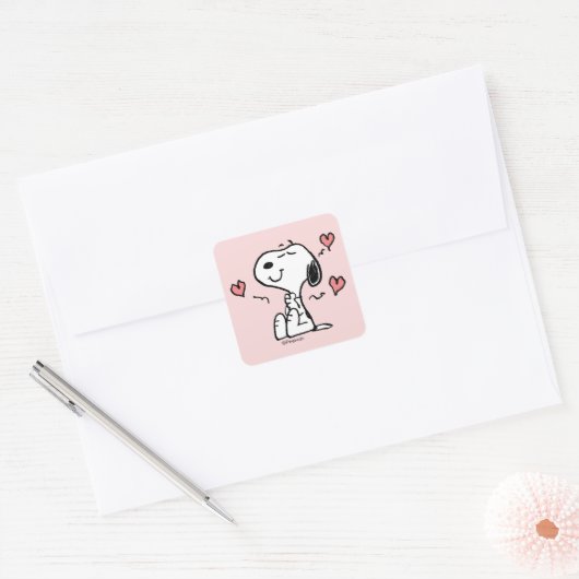 Sticker Carré cacahuètes | Coeurs de snoopy (Enveloppe)