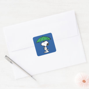 Sticker Carré cacahuètes   Parapluie vert Snoopy
