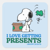 Sticker Carré cacahuètes | Snoopy I Love Obtenir des présentatio (Devant)