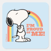 Sticker Carré cacahuètes | Snoopy Je suis fier de moi (Devant)