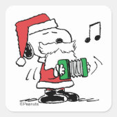 Sticker Carré cacahuètes | Snoopy Santa Claus Accordian (Devant)