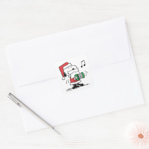 Sticker Carré cacahuètes   Snoopy Santa Claus Accordian