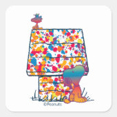 Sticker Carré cacahuètes | Snoopy & Woodstock Rainbow Paint (Devant)