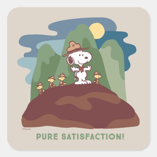 Sticker Carré cacahuètes | Snoopy & Woodstock Satisfaction pure (Devant)