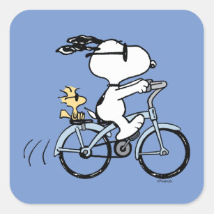 Sticker Carré cacahuètes   Vélo Snoopy & Woodstock