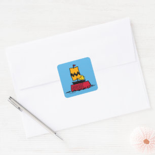 Sticker Carré cacahuètes   Woodstock Snoopy Plat Bateau à voile