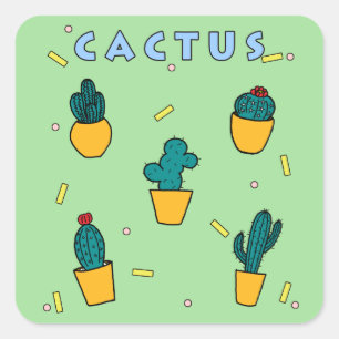 Sticker Carré Cactus