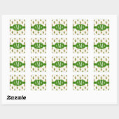 Sticker Carré Cactus et Motif de point de polk Succulent (Feuille)