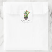 Sticker Carré Cactus floral rose (Sac)