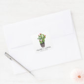 Sticker Carré Cactus floral rose (Enveloppe)