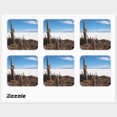 Sticker Carré Cactus géant à l'autocollant photo Salar de Uyuni (Feuille)