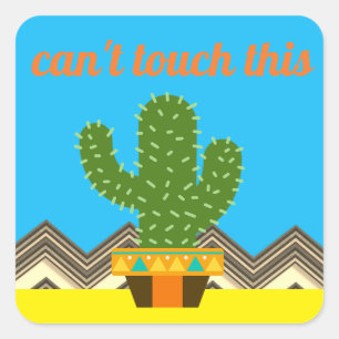 Sticker Carré Cactus Pointy Texte/Couleur Personnalisés ne peuve