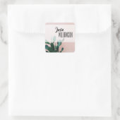 Sticker Carré Cactus rose moderne (Sac)
