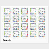 Sticker Carré Cactus & succulents mariage d'aquarelle merci (Feuille)