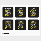Sticker Carré Cadeau Anniversaire Bon Matin Commencer Avec Café (Feuille)