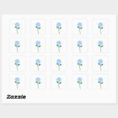 Sticker Carré Cadeau Botanique d'Hydrangea Bleu Clair (Feuille)