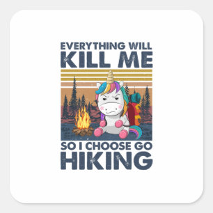 Sticker Carré Cadeau Camper   J'ai choisi Go Randonnée Anniversa