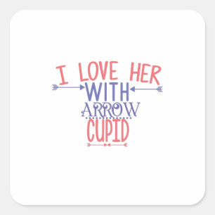 Sticker Carré Cadeau Couple Je L'Aime Avec Arrow Cupid