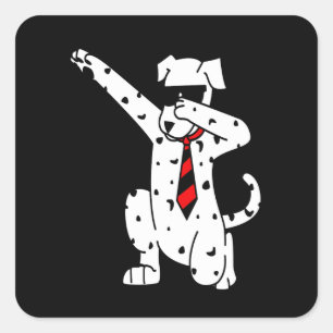 Sticker Carré Cadeau dalmate   Cravate Dalmatienne avec lunettes