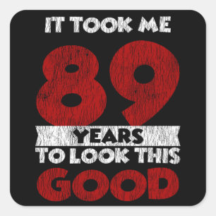 Sticker Carré Cadeau d'anniversaire drôle de 89 ans pour un viei
