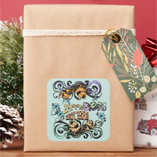 STICKER CARRÉ CADEAU D'ANNIVERSAIRE POUR MAMAN PAPA SOEUR FILS S