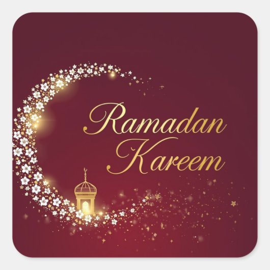 Sticker Carré Cadeau d'autocollant rond Ramadan Kareem (Devant)